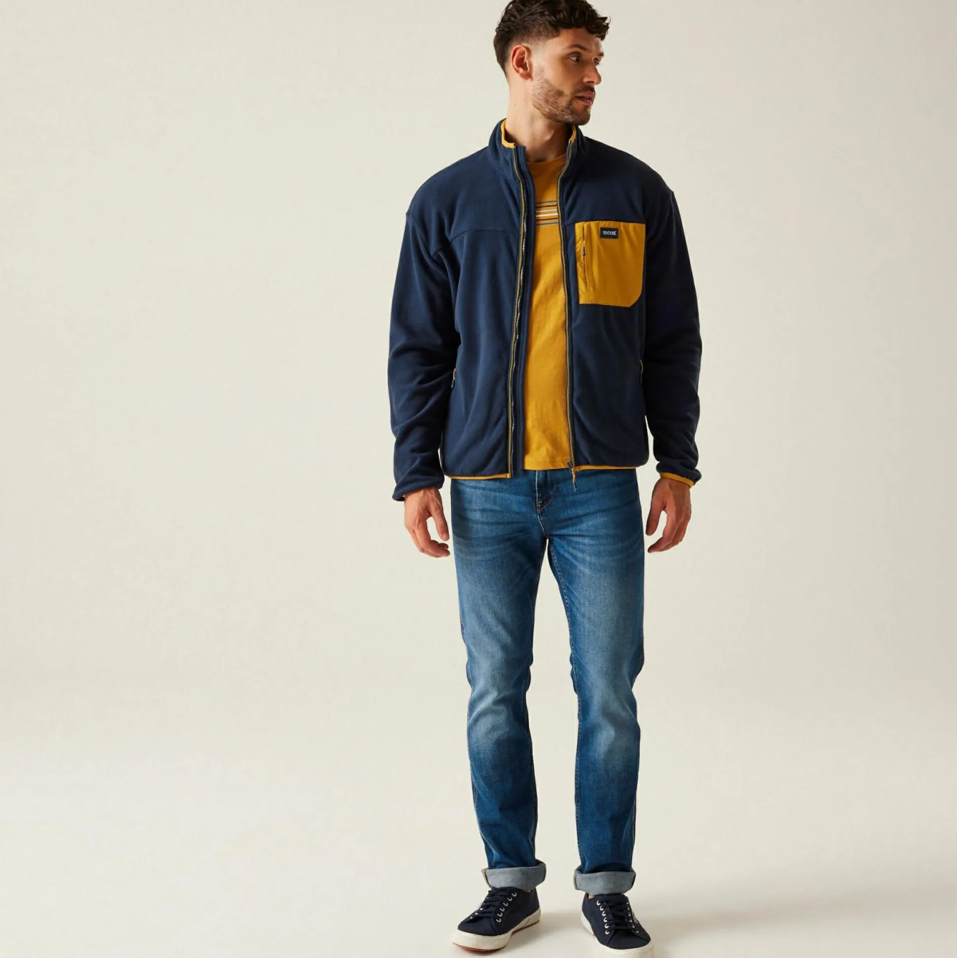 Men's Frankie Full Zip Fleece | Navy Mustard
