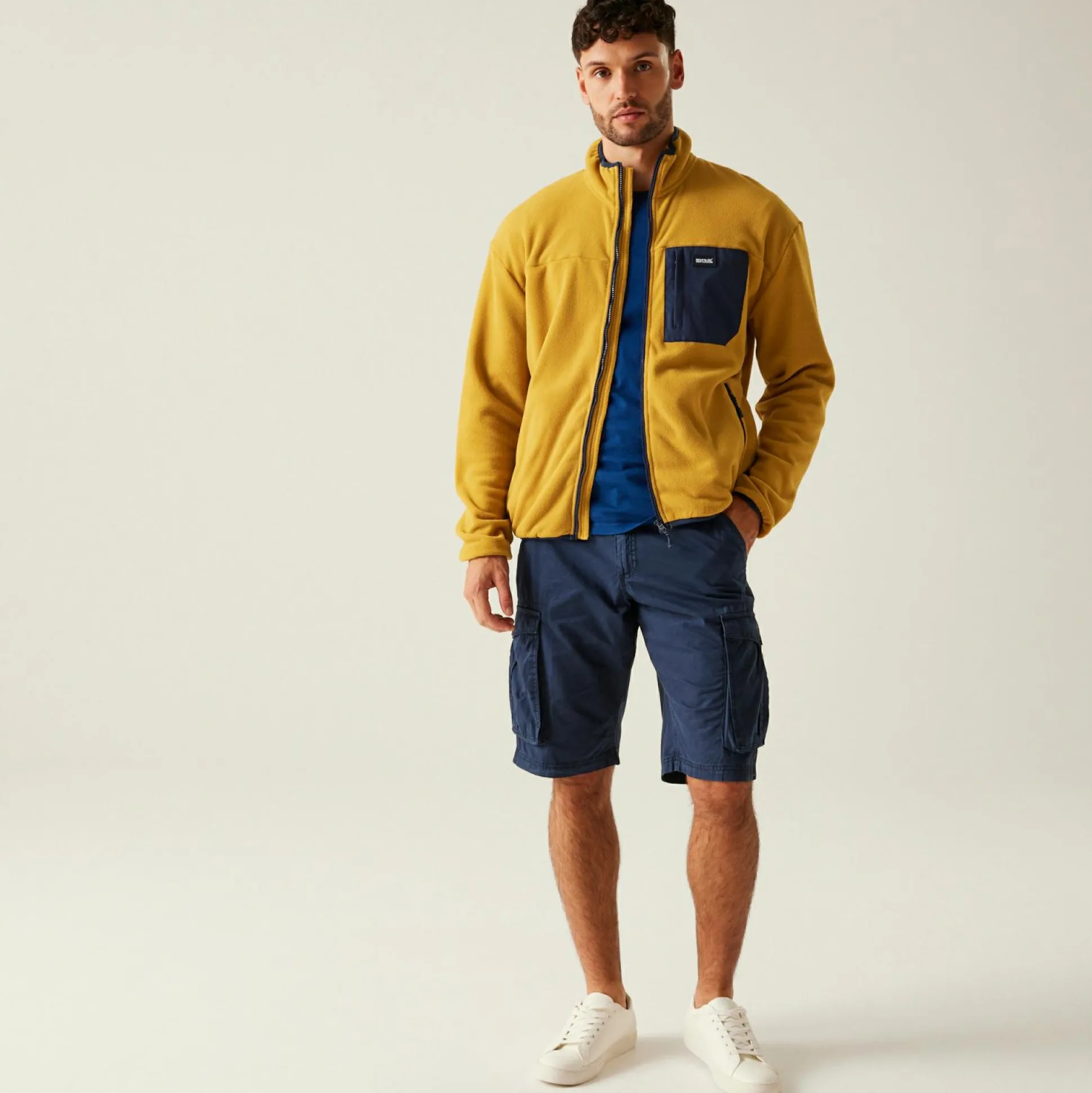 Men's Frankie Full Zip Fleece | Mustard Navy