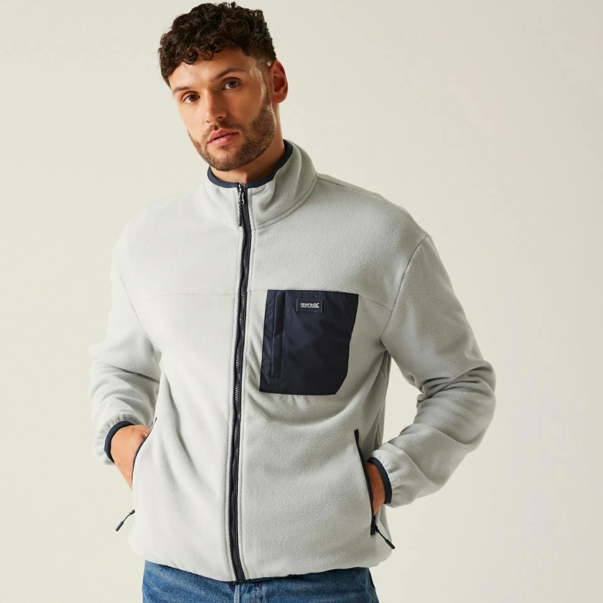 Men's Frankie Full Zip Fleece | Silver Grey Navy