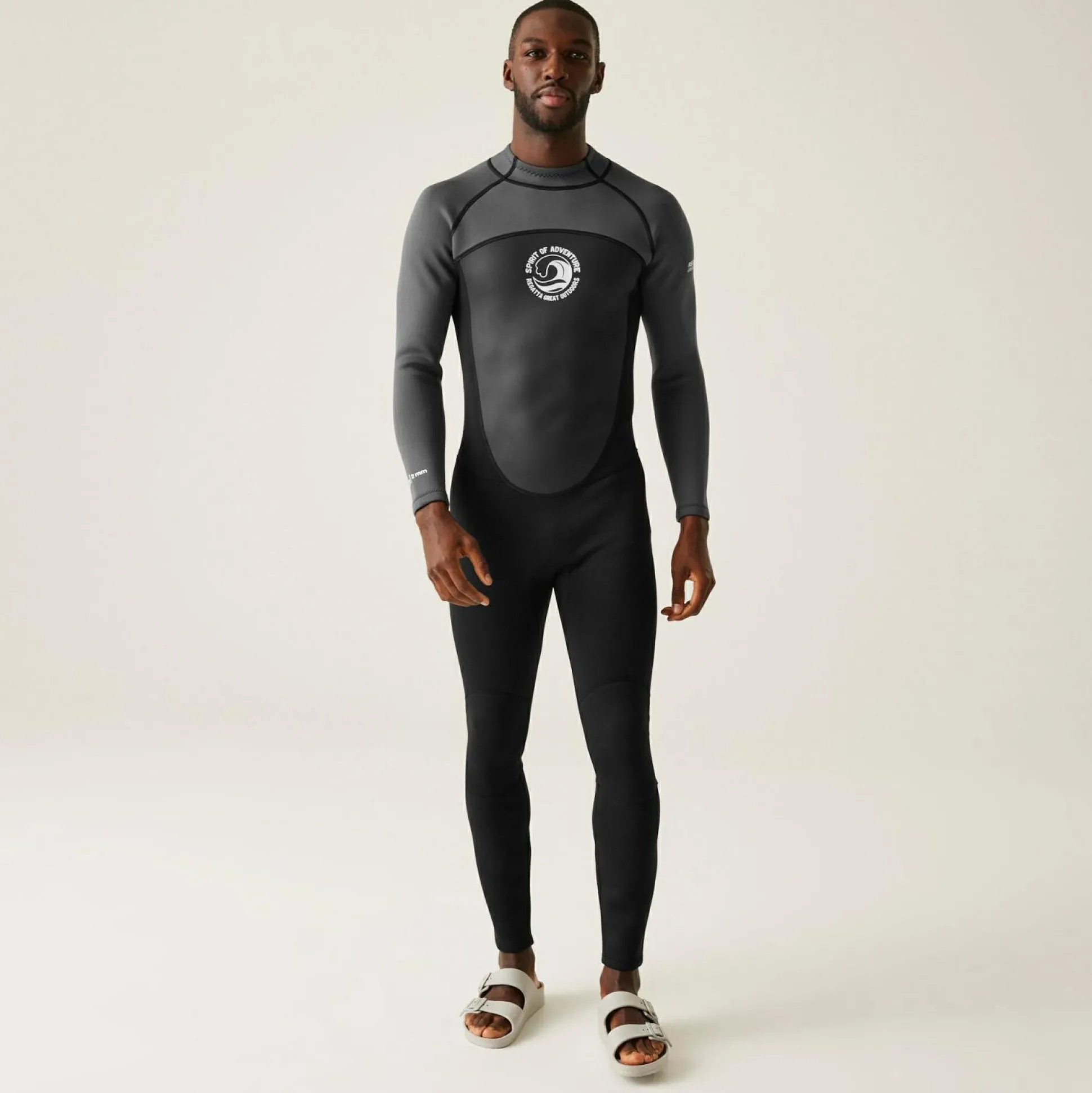 Men's Full 2mm Wetsuit | Black Dark Grey White