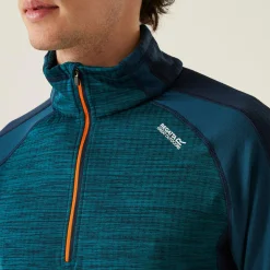 Men's Hepley Half Zip Lightweight Fleece | Moroccan Blue Marl Moonlight Denim