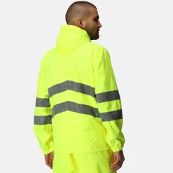 Men's Hi-Vis Pro Waterproof Reflective Packaway Work Jacket | Yellow