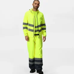 Men's Hi-Vis Pro Waterproof Reflective Packaway Work Jacket | Yellow