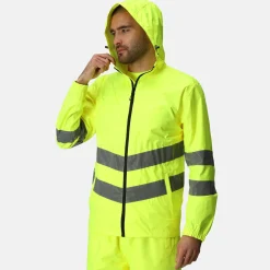 Men's Hi-Vis Pro Waterproof Reflective Packaway Work Jacket | Yellow