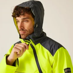 Men's Hi-Vis Waterproof Insulated Reflective Overhead Bomber Jacket | Yellow Grey