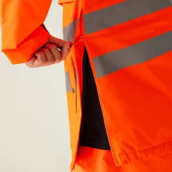 Men's Hi-Vis Waterproof Insulated Reflective Overhead Bomber Jacket | Orange Grey
