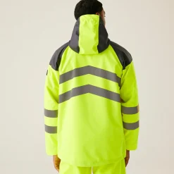 Men's Hi-Vis Waterproof Reflective Hooded Jacket | Yellow Grey