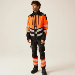 Men's Hi-Vis X PRO 3 Layer Softshell Jacket - Class 2 | Black Orange