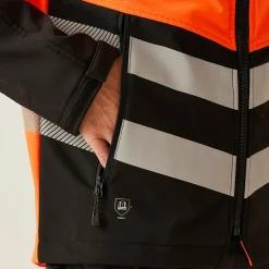 Men's Hi-Vis X PRO 3 Layer Softshell Jacket - Class 2 | Black Orange