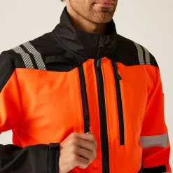 Men's Hi-Vis X PRO 3 Layer Softshell Jacket - Class 2 | Black Orange