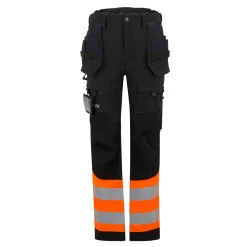 Men's Hi-Vis X-Pro Stretch Holster Trousers - Class 1 | Black Orange