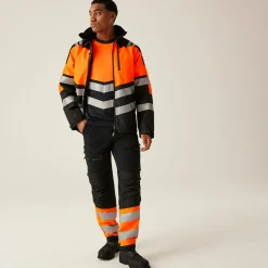 Men's Hi-VIS X-PRO Waterproof Shell Jacket - Class 2 | Black Orange