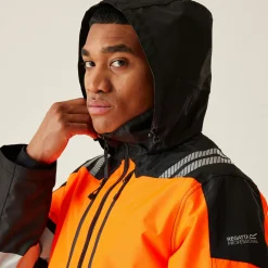 Men's Hi-VIS X-PRO Waterproof Shell Jacket - Class 2 | Black Orange