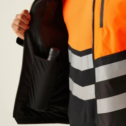 Men's Hi-VIS X-PRO Waterproof Shell Jacket - Class 2 | Black Orange