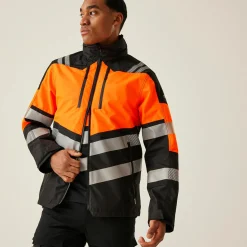 Men's Hi-VIS X-PRO Waterproof Shell Jacket - Class 2 | Black Orange