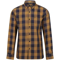 Men's Lance Long Sleeved Checked Shirt | Navy Umber Bold