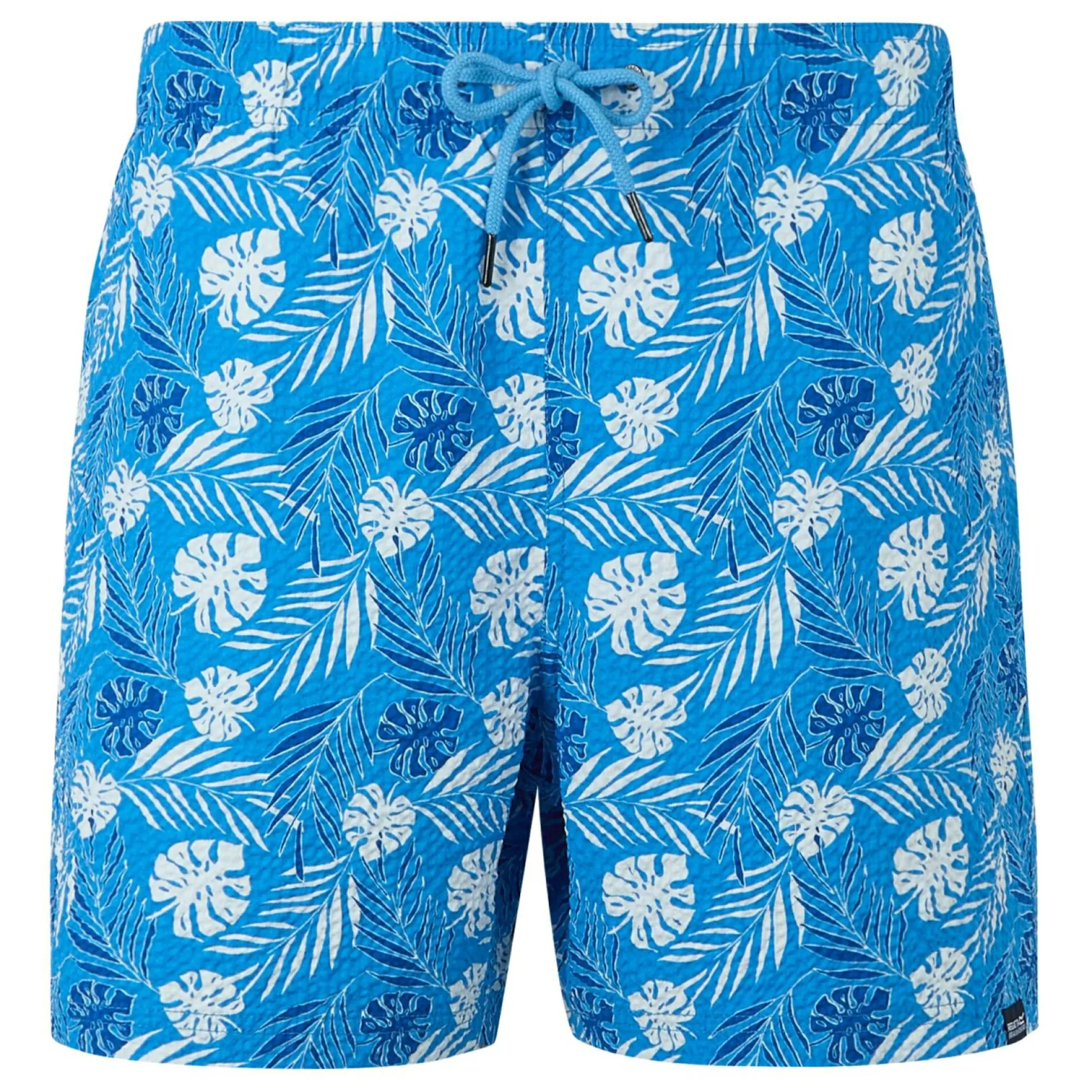 Men's Loras Swim Shorts | Elysium Blue Leaf Seersucker Co-Ord