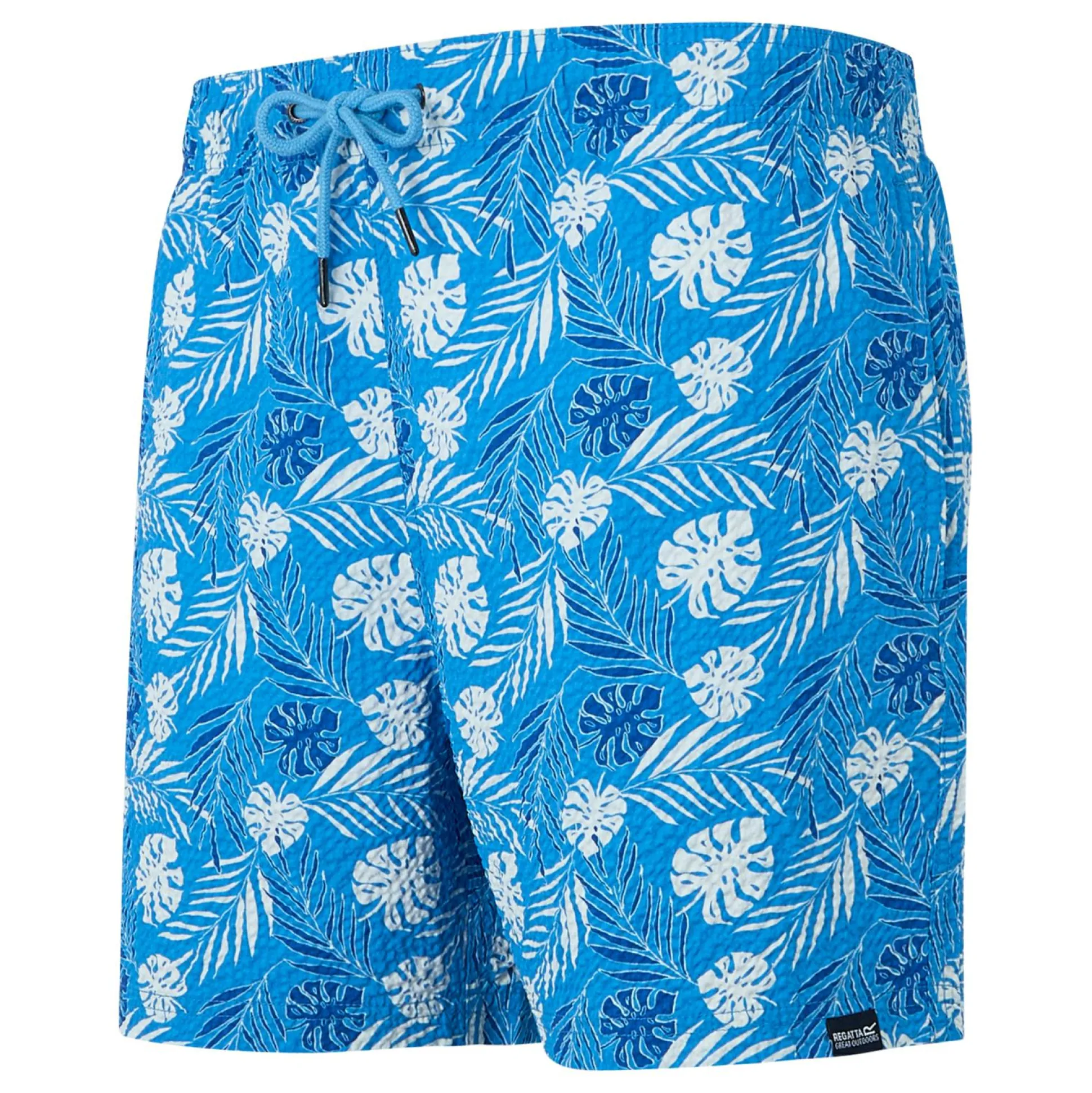 Men's Loras Swim Shorts | Elysium Blue Leaf Seersucker Co-Ord