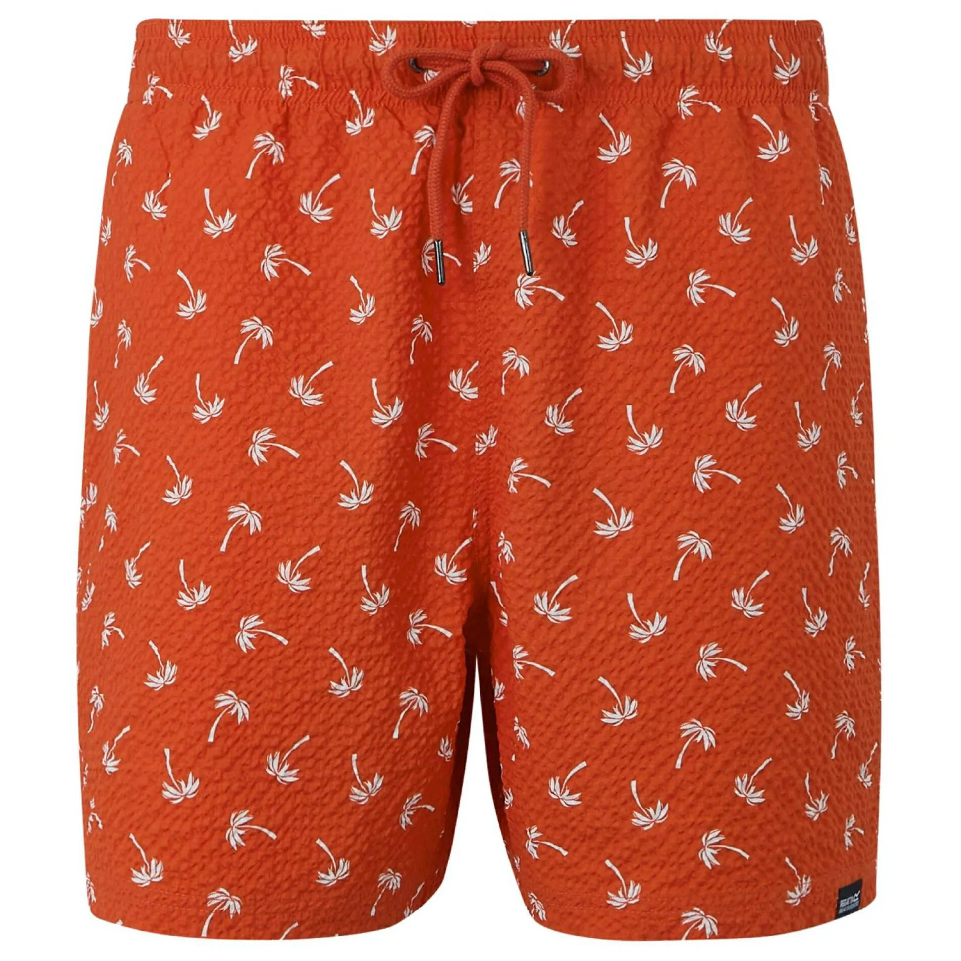 Men's Loras Swim Shorts | Poppy Red Palm Seersucker Co-Ord