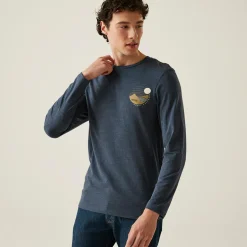 Men's Maylow Long Sleeved T-Shirt | Navy Marl Graphic