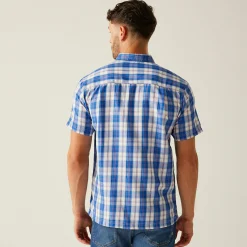 Men's Mindano IX Short Sleeve Shirt | White Olympian Blue Check