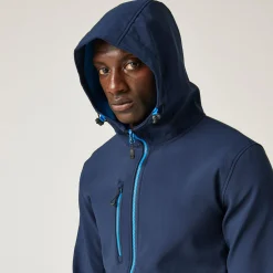 Men's Navigate 2 Layer Hooded Softshell Jacket | Navy French Blue