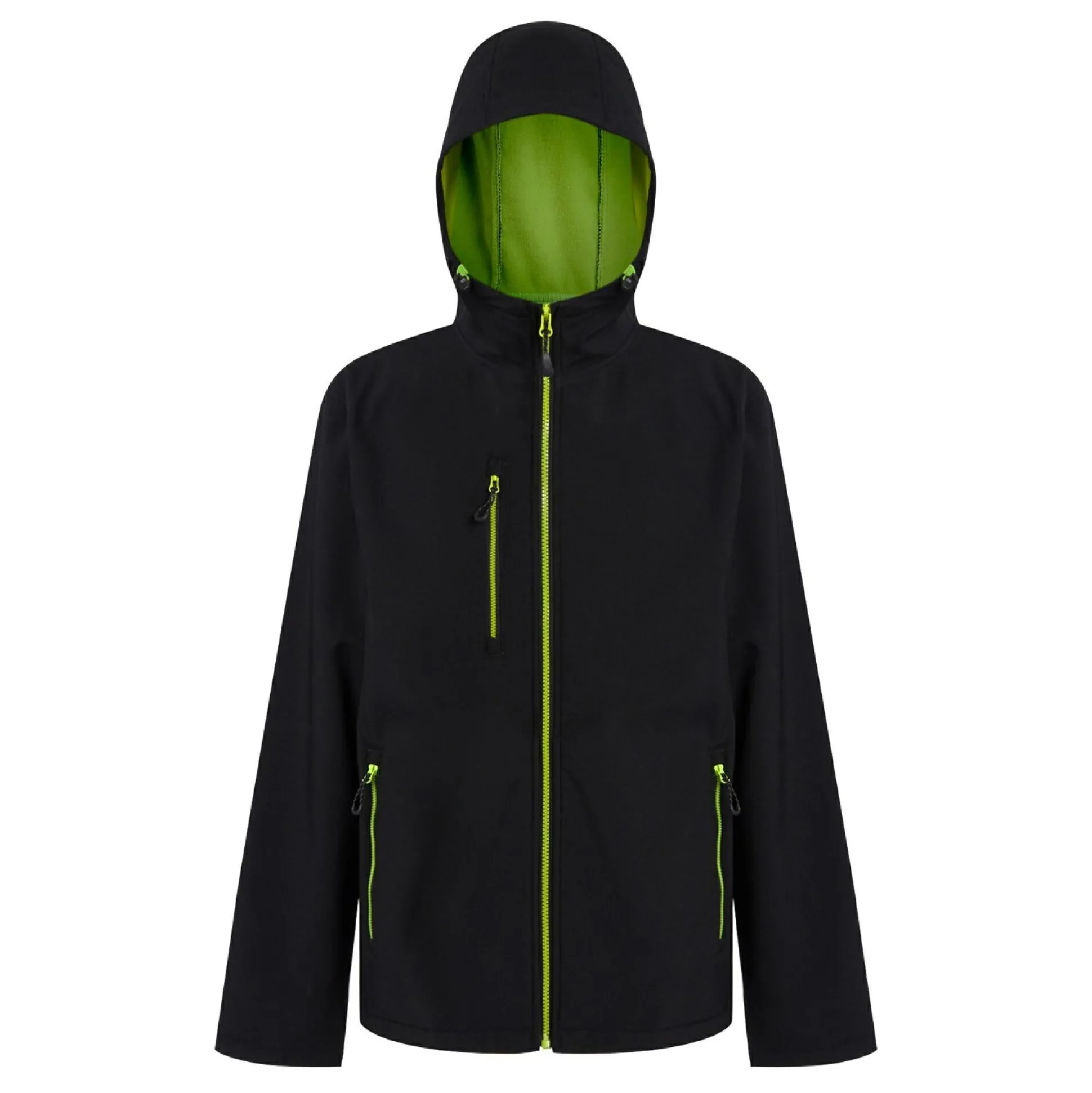 Men's Navigate 2 Layer Hooded Softshell Jacket | Black Lime Green