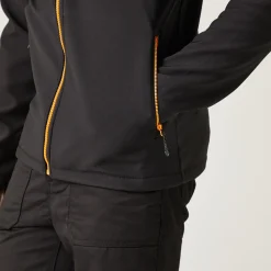 Men's Navigate 2 Layer Hooded Softshell Jacket | Black Orange Pop