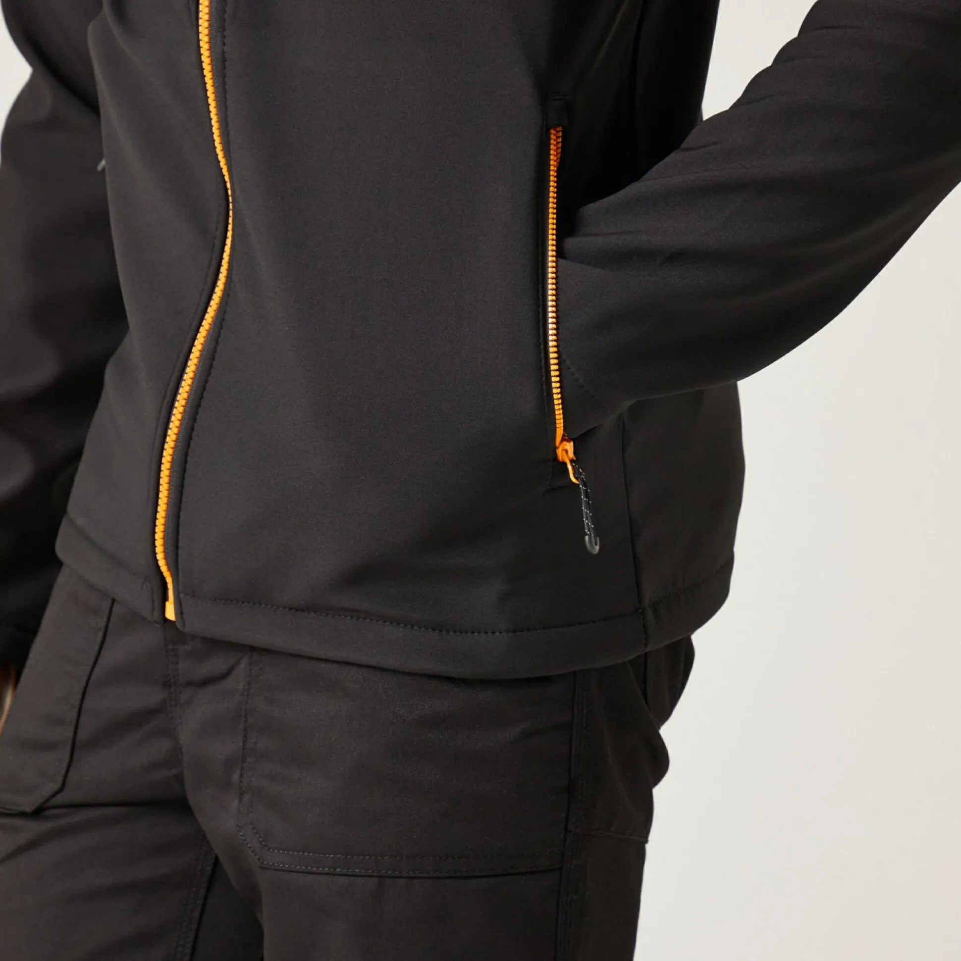 Men's Navigate 2 Layer Hooded Softshell Jacket | Black Orange Pop