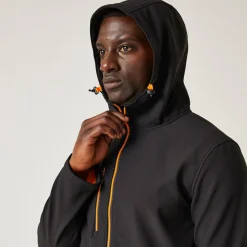 Men's Navigate 2 Layer Hooded Softshell Jacket | Black Orange Pop