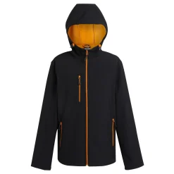 Men's Navigate 2 Layer Hooded Softshell Jacket | Black Orange Pop