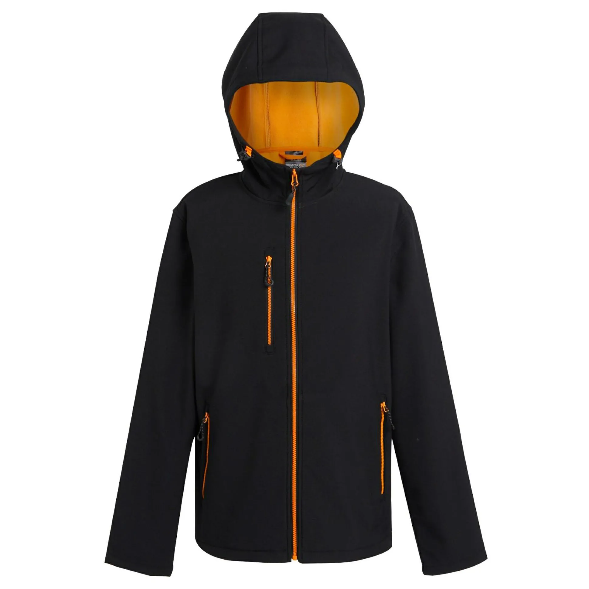 Men's Navigate 2 Layer Hooded Softshell Jacket | Black Orange Pop