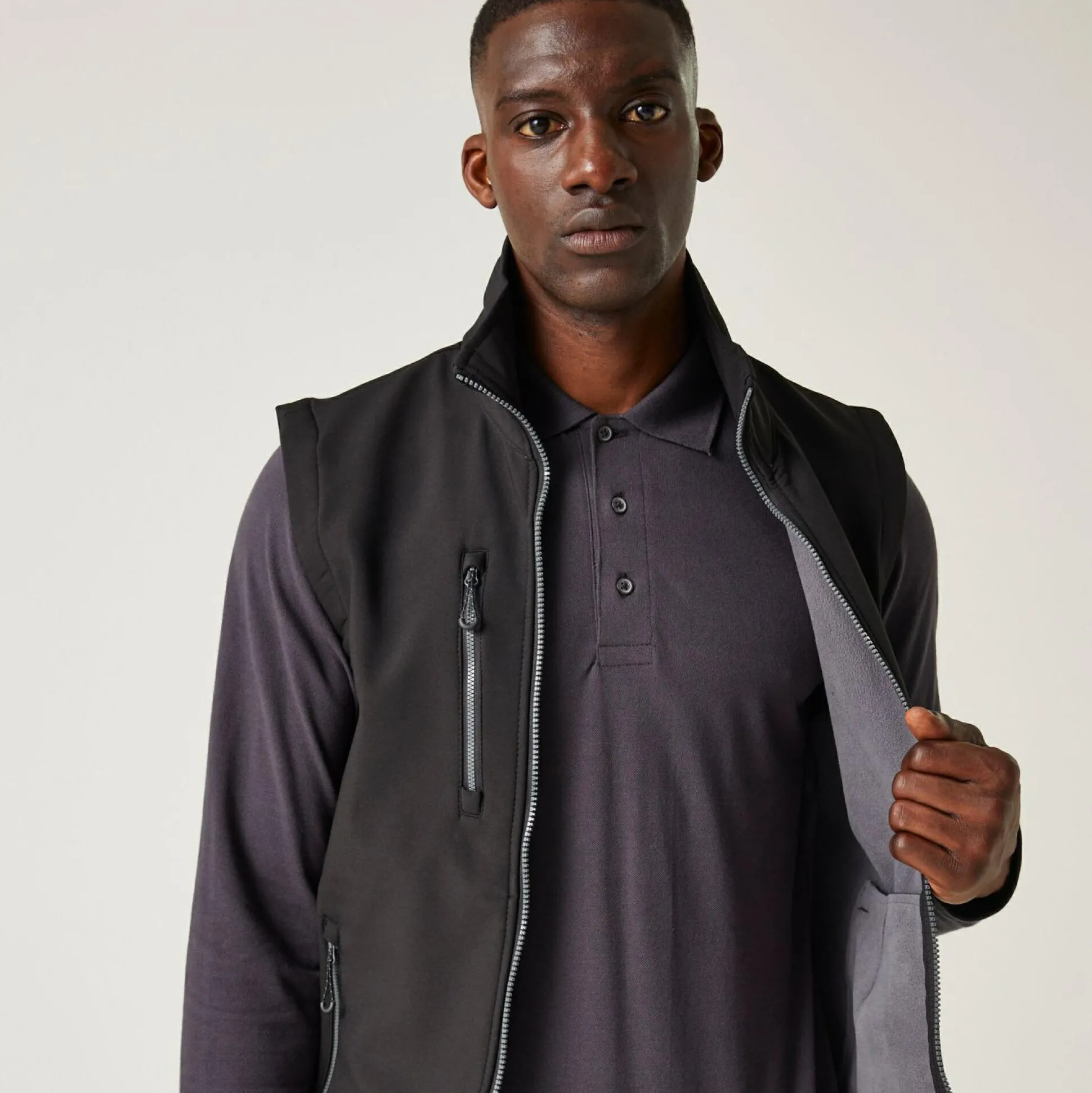 Men's Navigate 2 Layer Softshell Bodywarmer | Black Seal Grey