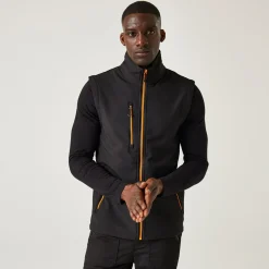 Men's Navigate 2 Layer Softshell Bodywarmer | Black Orange Pop