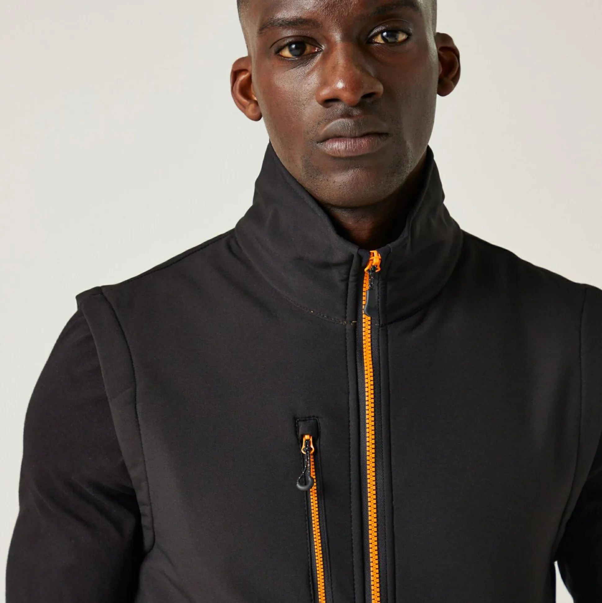 Men's Navigate 2 Layer Softshell Bodywarmer | Black Orange Pop