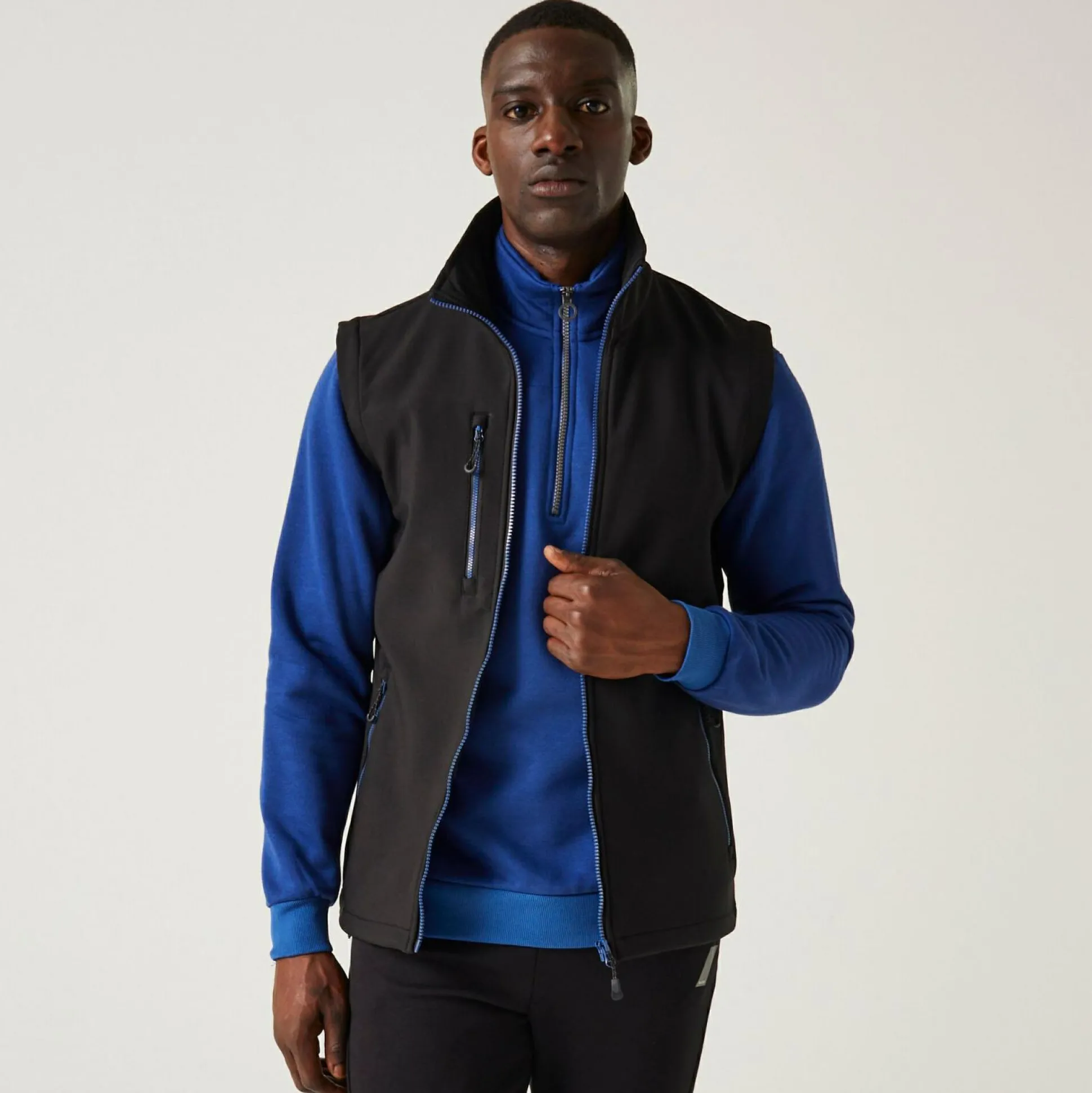 Men's Navigate 2 Layer Softshell Bodywarmer | Black New Royal