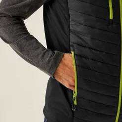 Men's Navigate Hybrid Bodywarmer | Black Lime Green