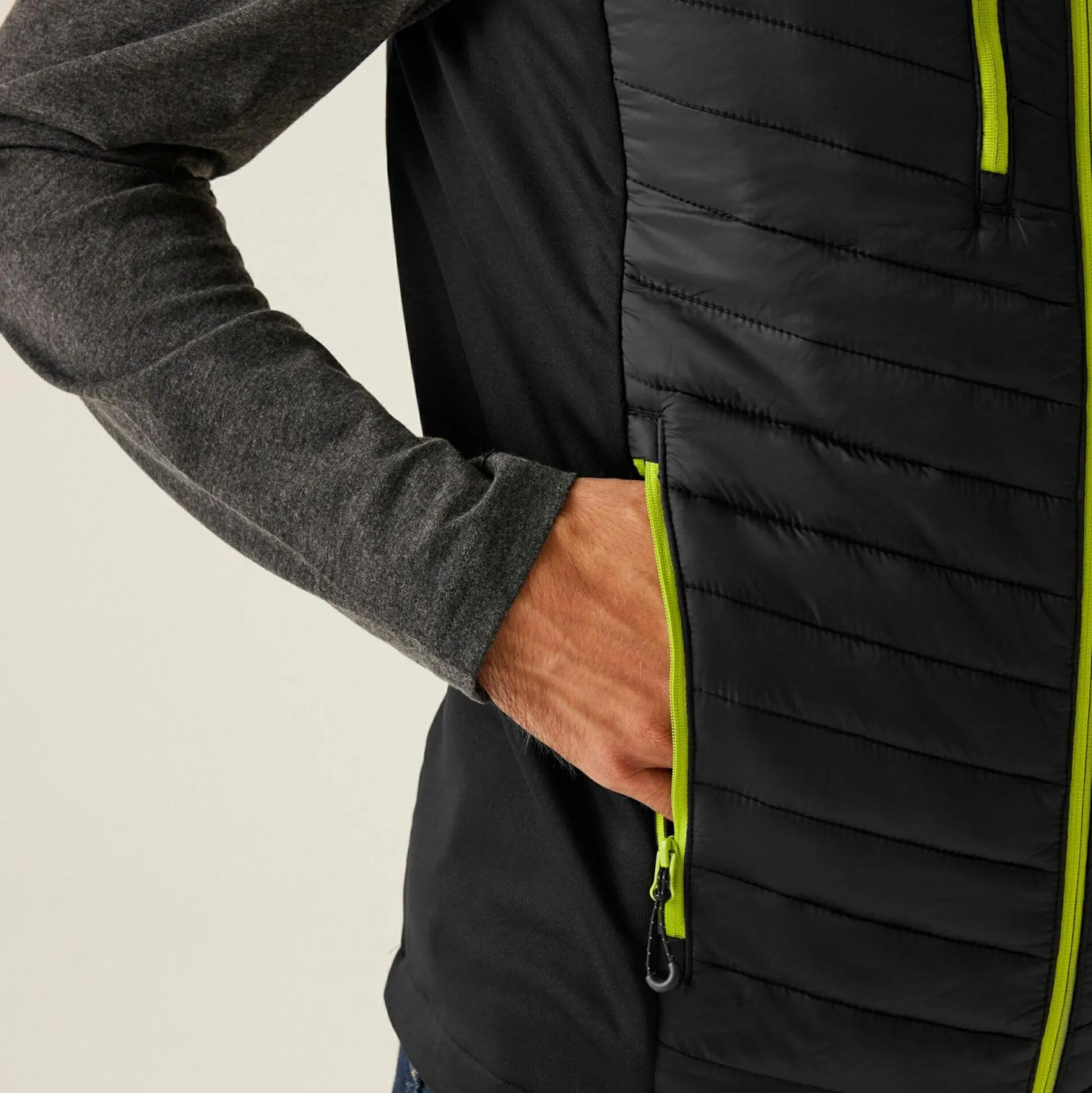 Men's Navigate Hybrid Bodywarmer | Black Lime Green