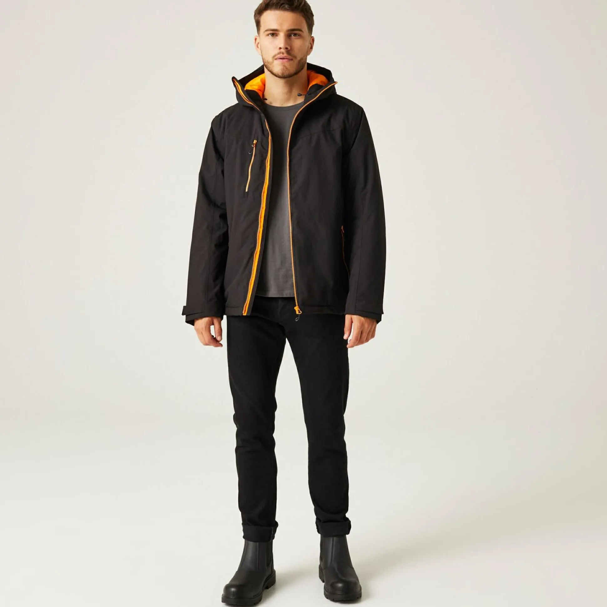 Men's Navigate Insulated Jacket | Black Orange Pop