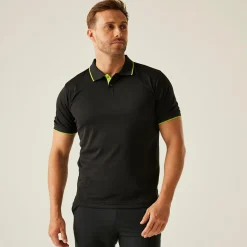 Men's Navigate Short Sleeve Polo Shirt | Black Lime Green
