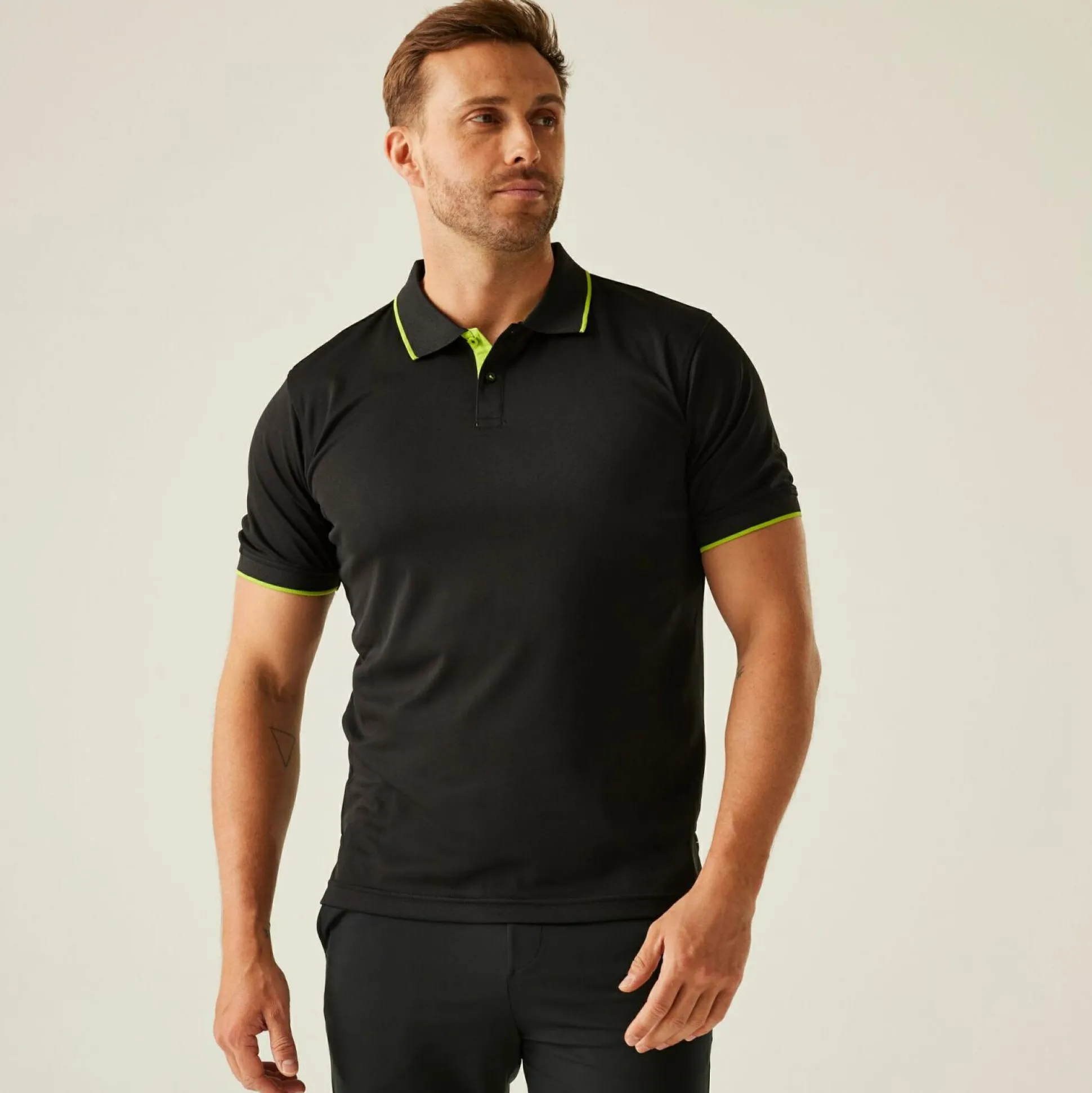 Men's Navigate Short Sleeve Polo Shirt | Black Lime Green