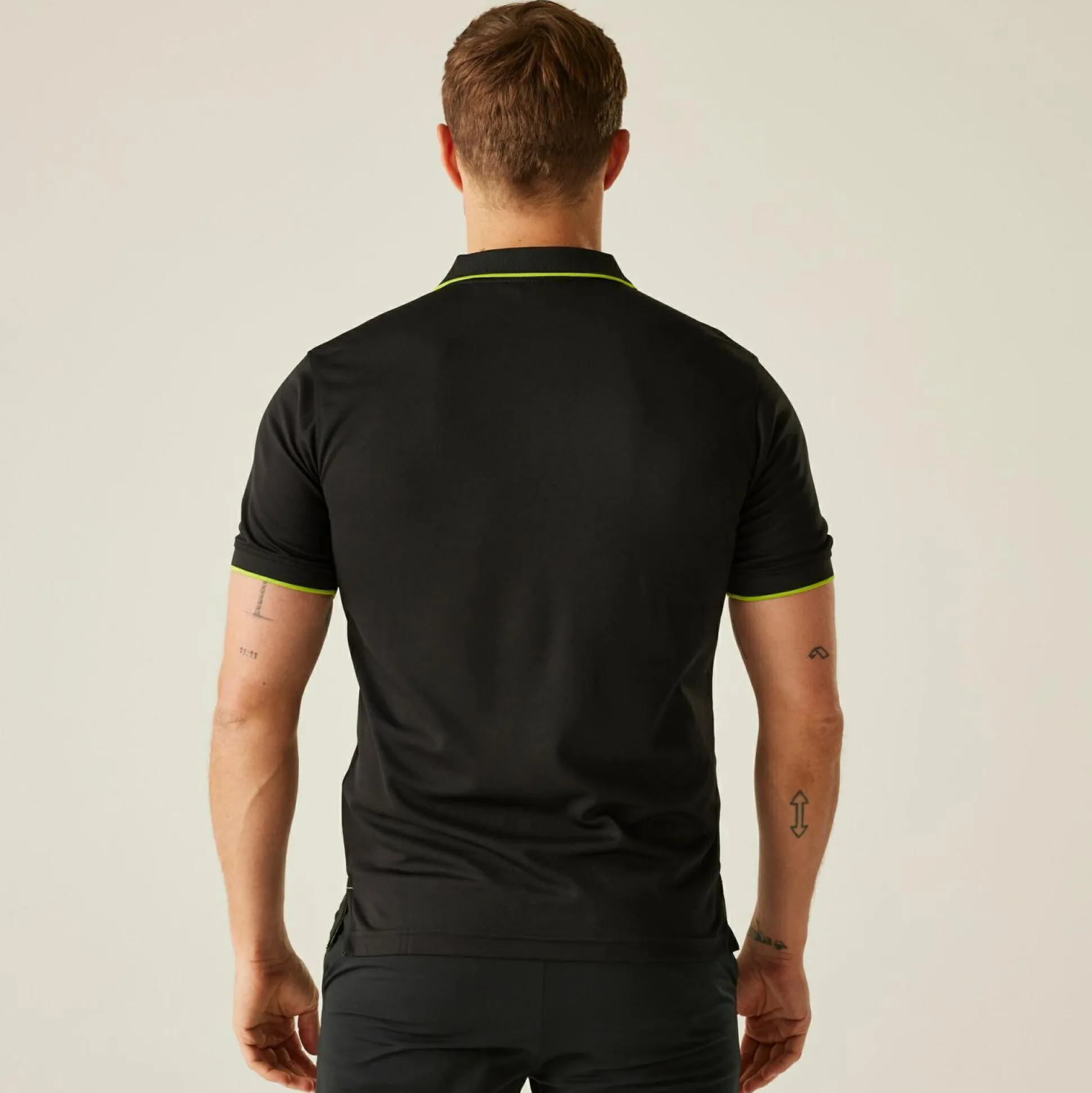 Men's Navigate Short Sleeve Polo Shirt | Black Lime Green