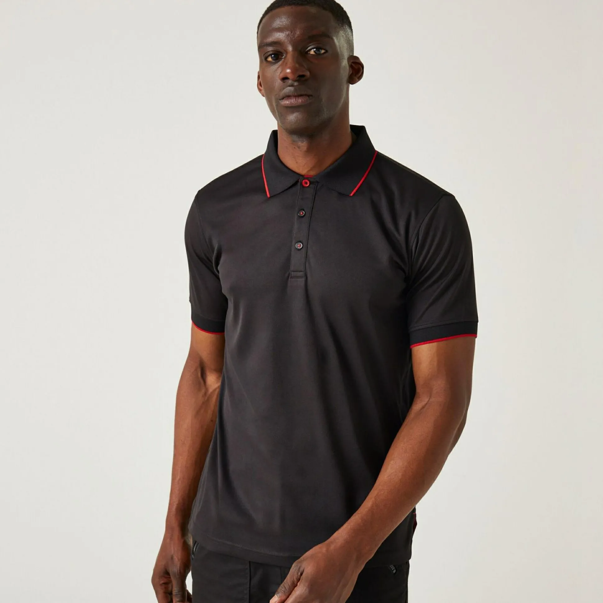 Men's Navigate Short Sleeve Polo Shirt | Black Classic Red