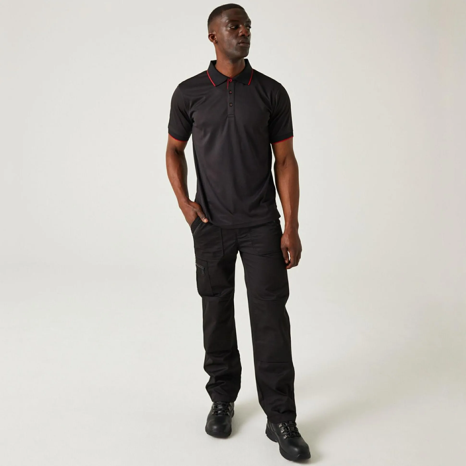 Men's Navigate Short Sleeve Polo Shirt | Black Classic Red