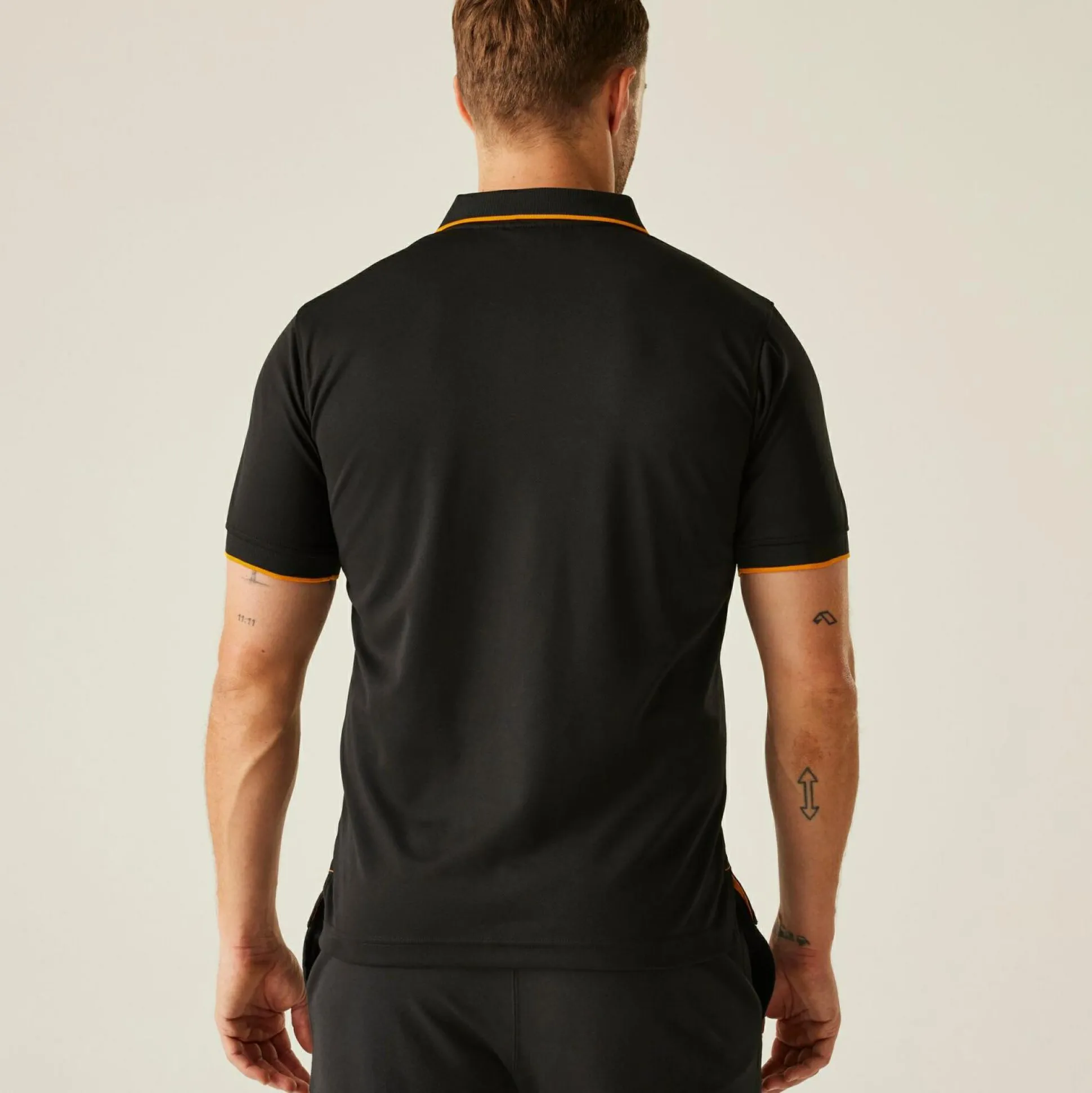 Men's Navigate Short Sleeve Polo Shirt | Black Orange Pop