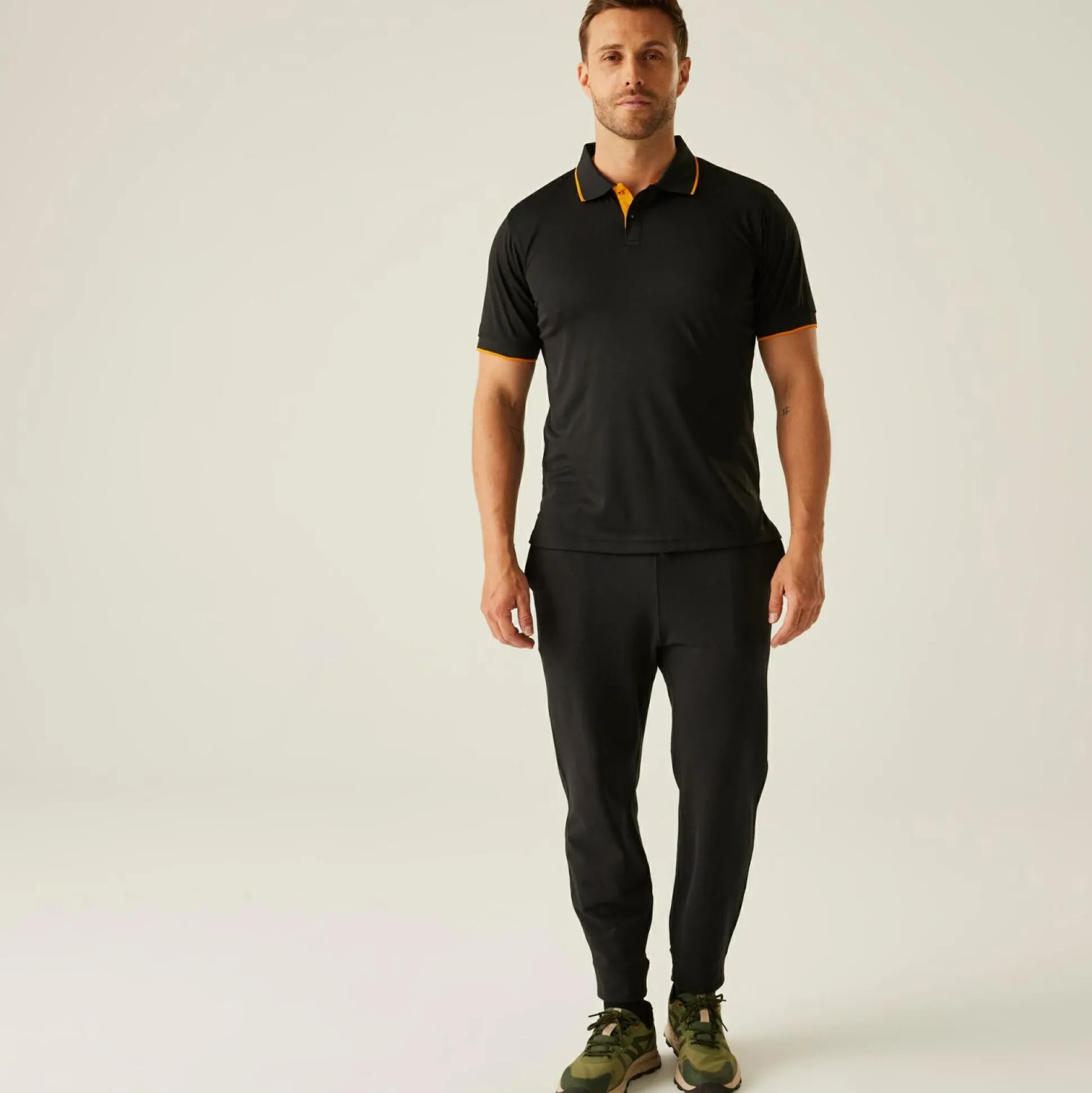 Men's Navigate Short Sleeve Polo Shirt | Black Orange Pop