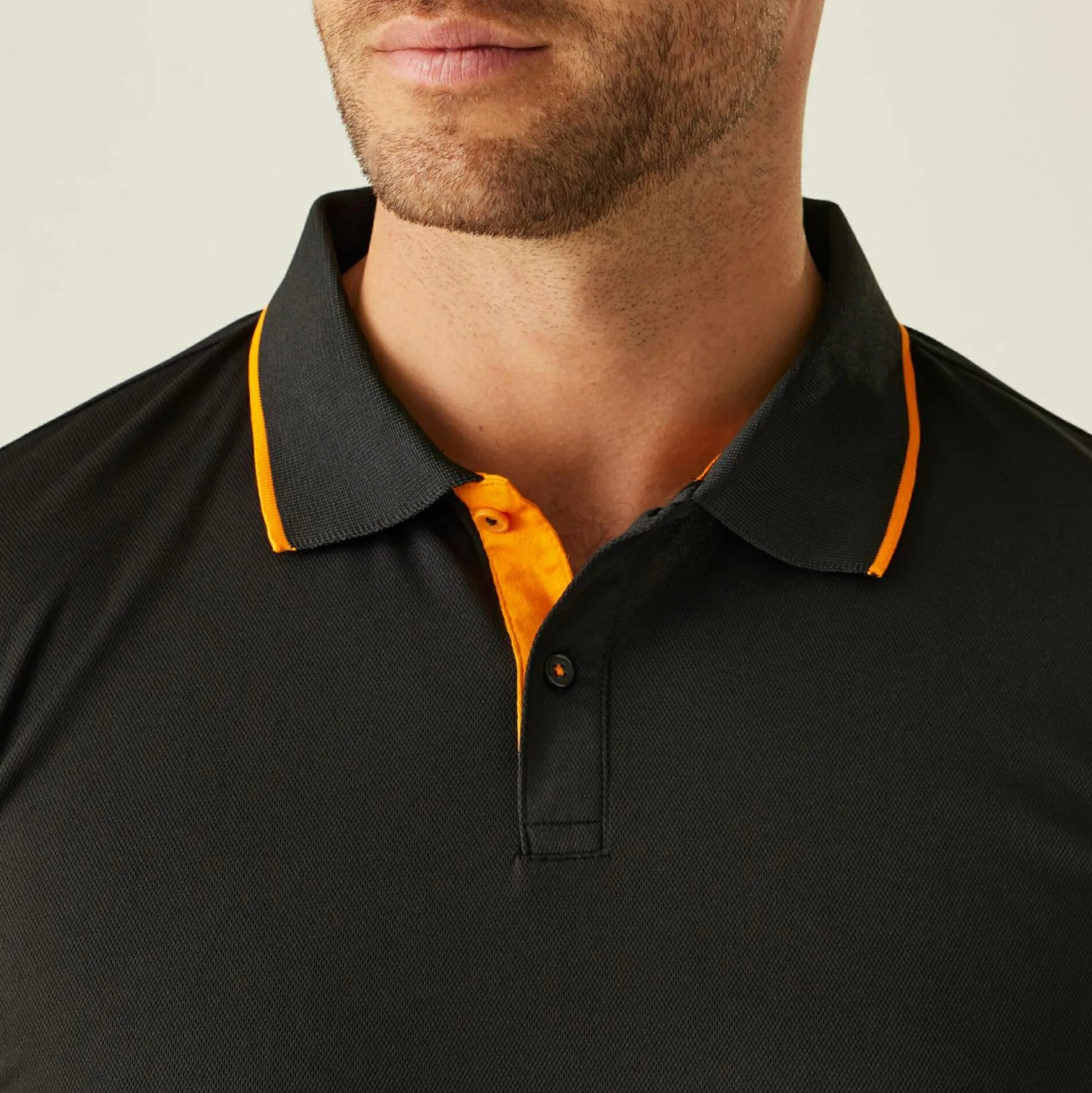 Men's Navigate Short Sleeve Polo Shirt | Black Orange Pop