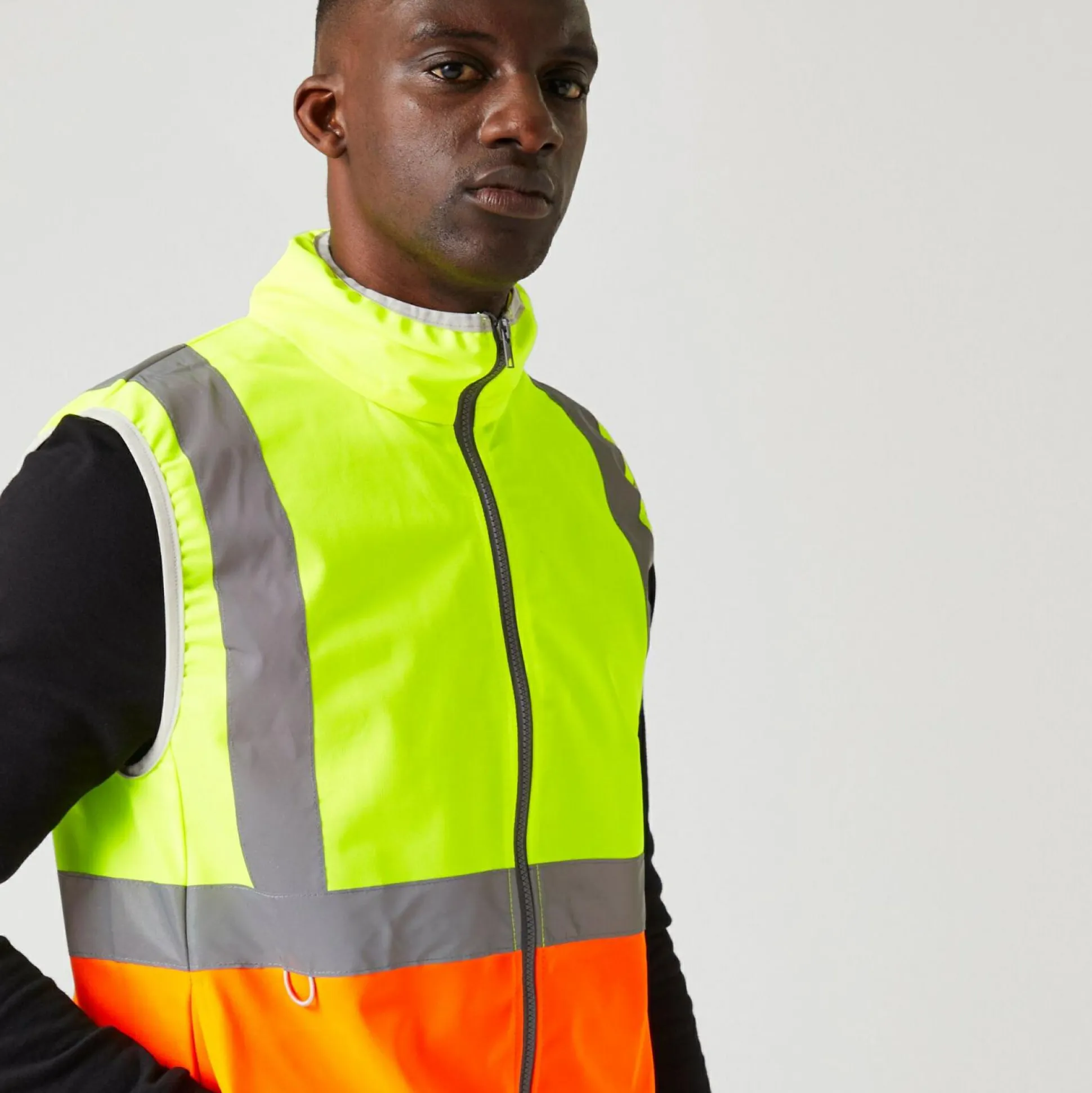 Men's Pro HI-VIS Full Zip Gilet | Yellow Orange
