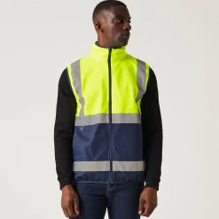 Men's Pro HI-VIS Full Zip Gilet | Yellow Navy