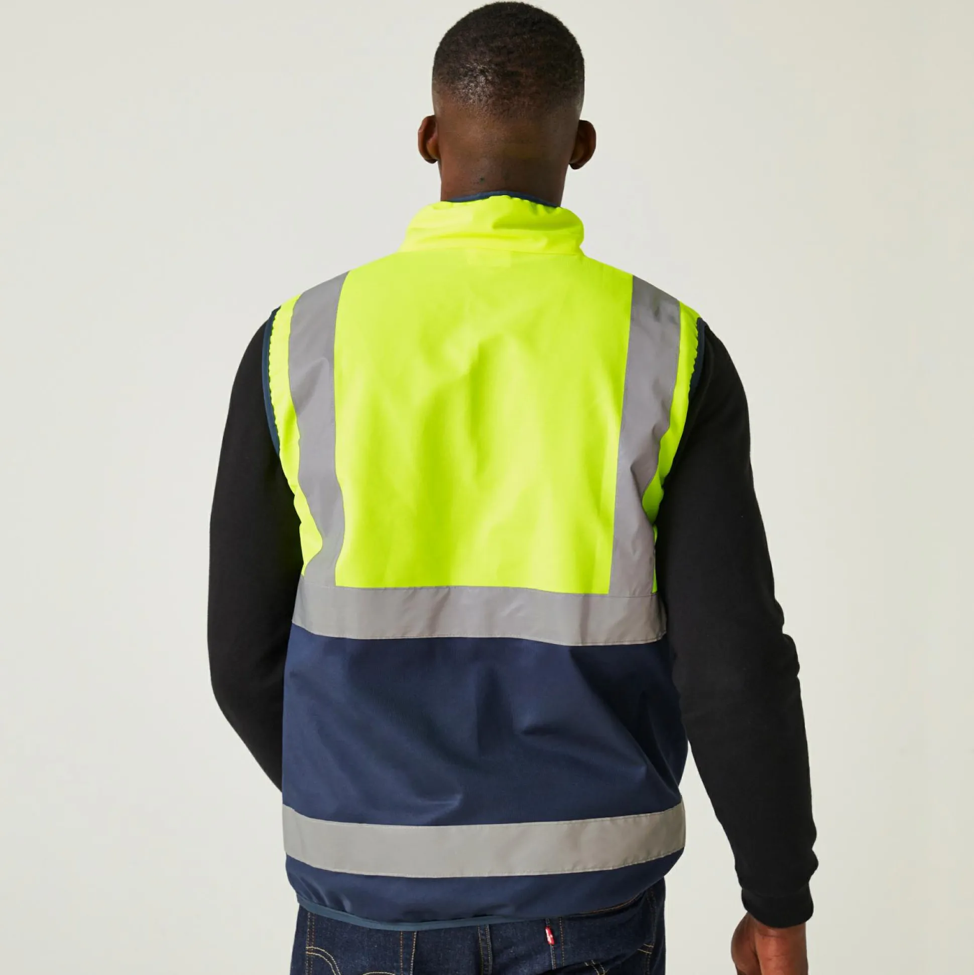 Men's Pro HI-VIS Full Zip Gilet | Yellow Navy